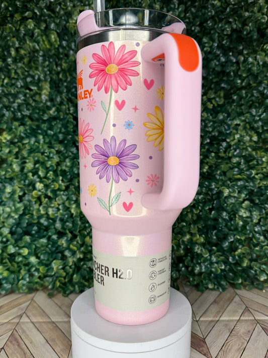 Daisy Delight UV DTF Printed Tumbler - Stanley Quencher 30/40oz