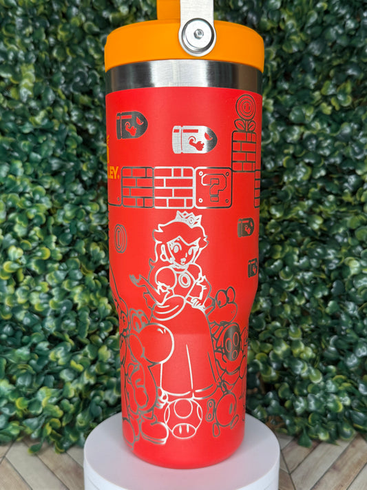 Super Mario Bros Engraved Tumbler - Stanley IceFlow 30oz Flip Straw