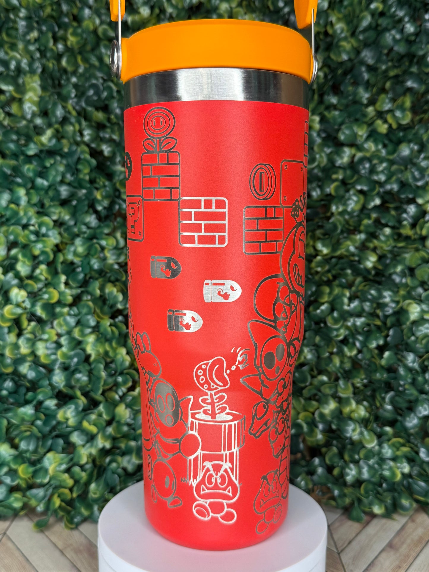 Super Mario Bros Engraved Tumbler - Stanley IceFlow 30oz Flip Straw