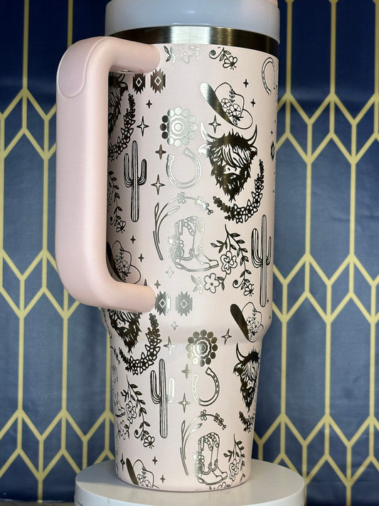 Vaso grabado de chica de campo - Stanley Quencher 30/40 oz