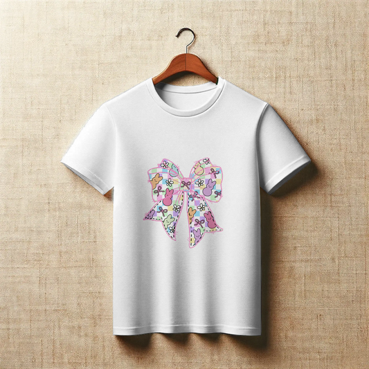 Pastel Peeps Bow Graphic Cute Easter Apparel