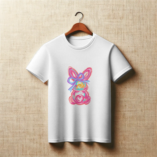 Coquette Pastel Bunny Bow Graphic Easter Apparel