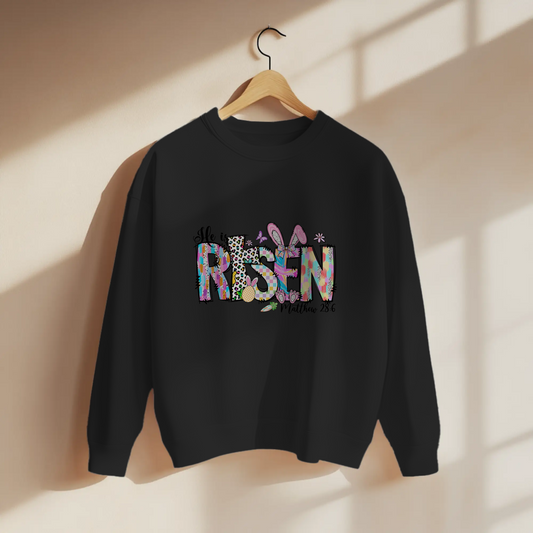 He Is Risen Pattern Graphic Christian Easter Apparel