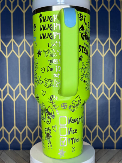 “Who’s Stealing Christmas?” Engraved Tumbler  - Stanley IceFlow 30oz Flip Straw