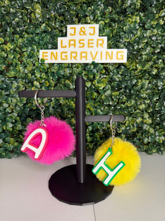 Personalized Letter Keychain with Pom Pom