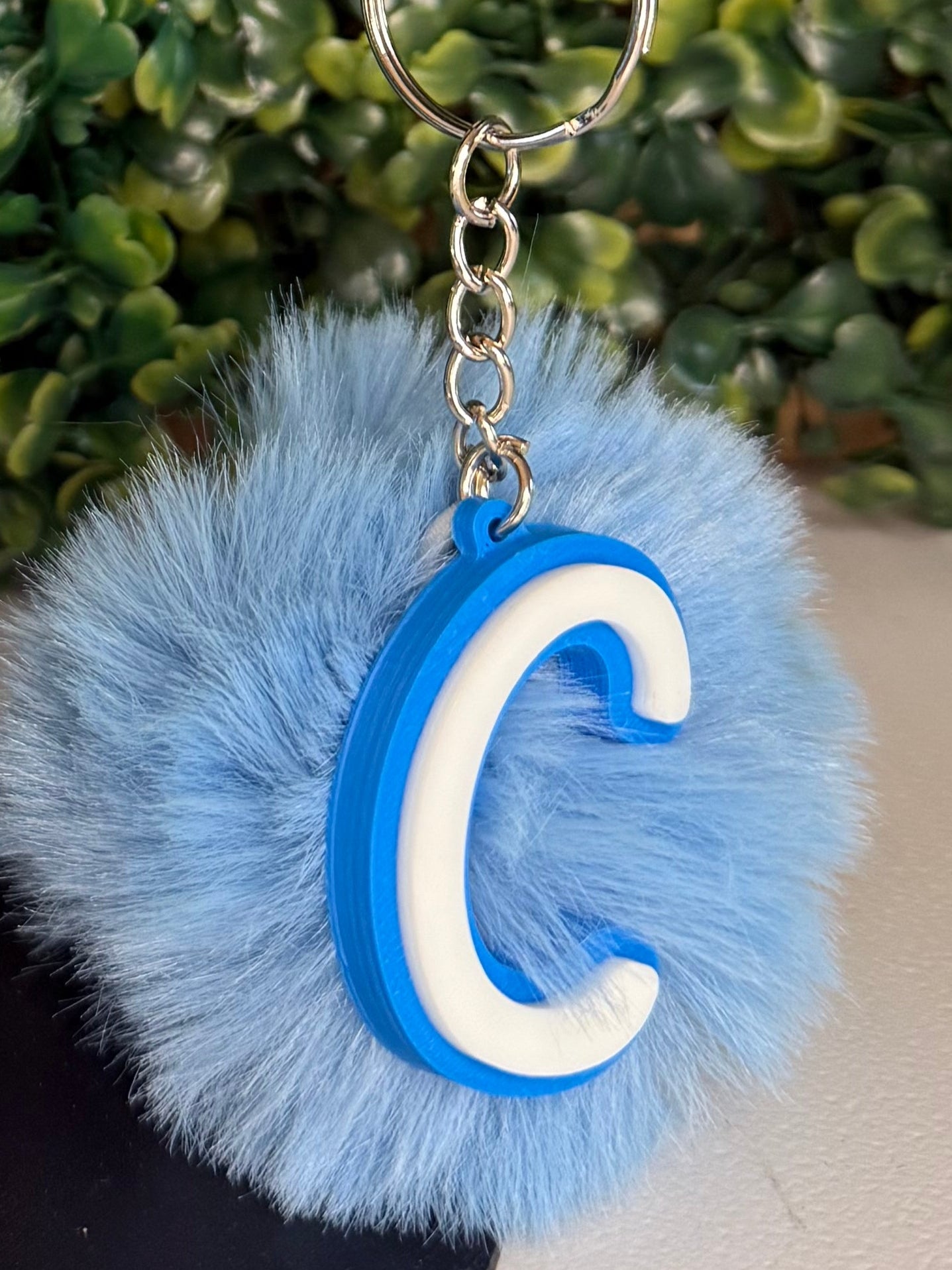 Personalized Letter Keychain with Pom Pom