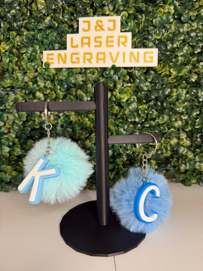 Personalized Letter Keychain with Pom Pom
