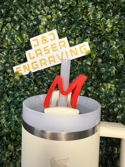 Personalized Script Letter Straw Topper