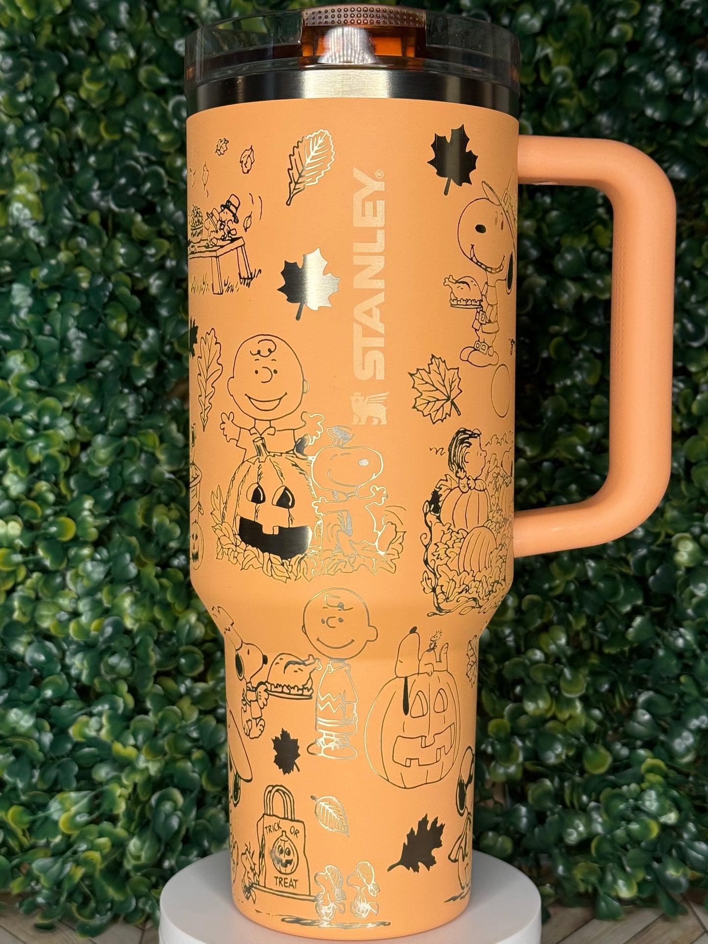 Pumpkin Pie & Peanuts Vibes Engraved Tumbler - Stanley Quencher 30/40oz