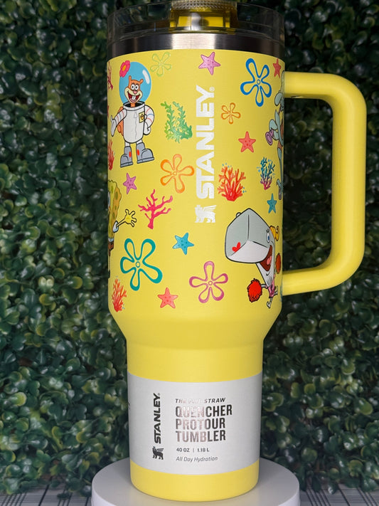 SpongeBob SquarePants UV DTF Tumbler - Stanley Quencher 30/40oz