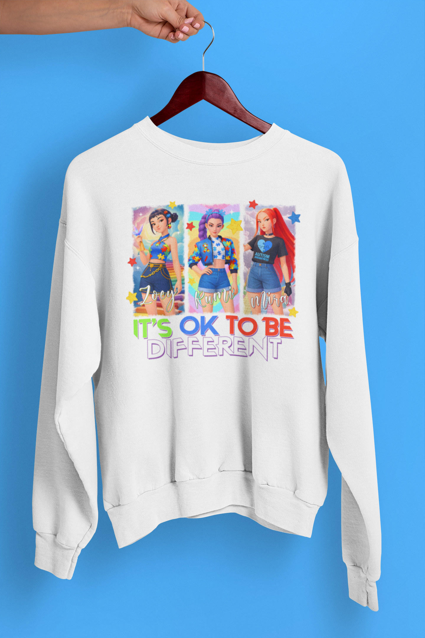 Anime Girl Squad Autism Awareness Apparel – It’s OK to Be Different Empowerment Design