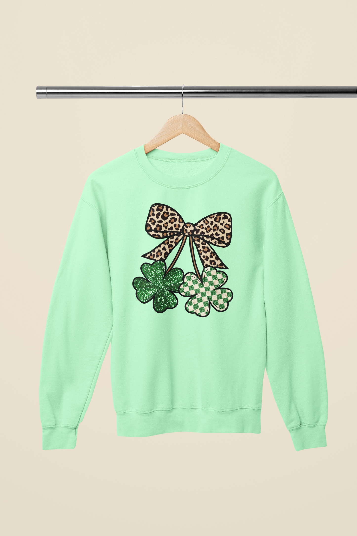 Leopard Bow Shamrock Graphic Apparel