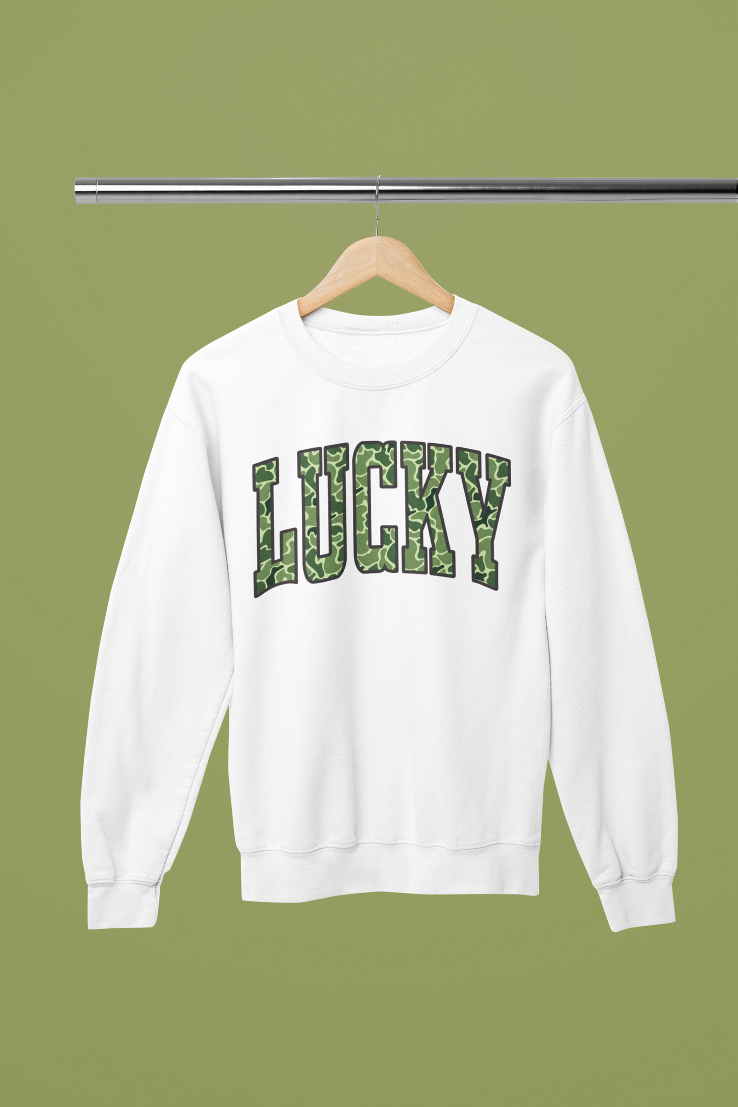 Lucky Camo Letter Graphic Apparel