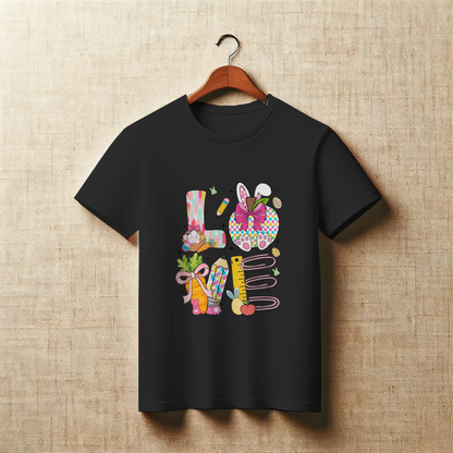 Cute Easter LOVE Doodle Graphic Apparel