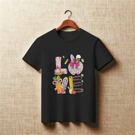 Cute Easter LOVE Doodle Graphic Apparel