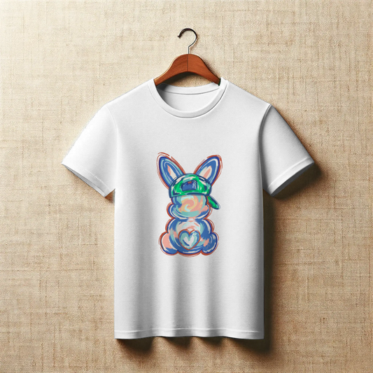 Pastel Swirl Bunny Graphic Easter Apparel