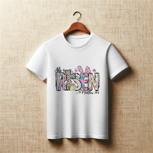 He Is Risen Pattern Graphic Christian Easter Apparel