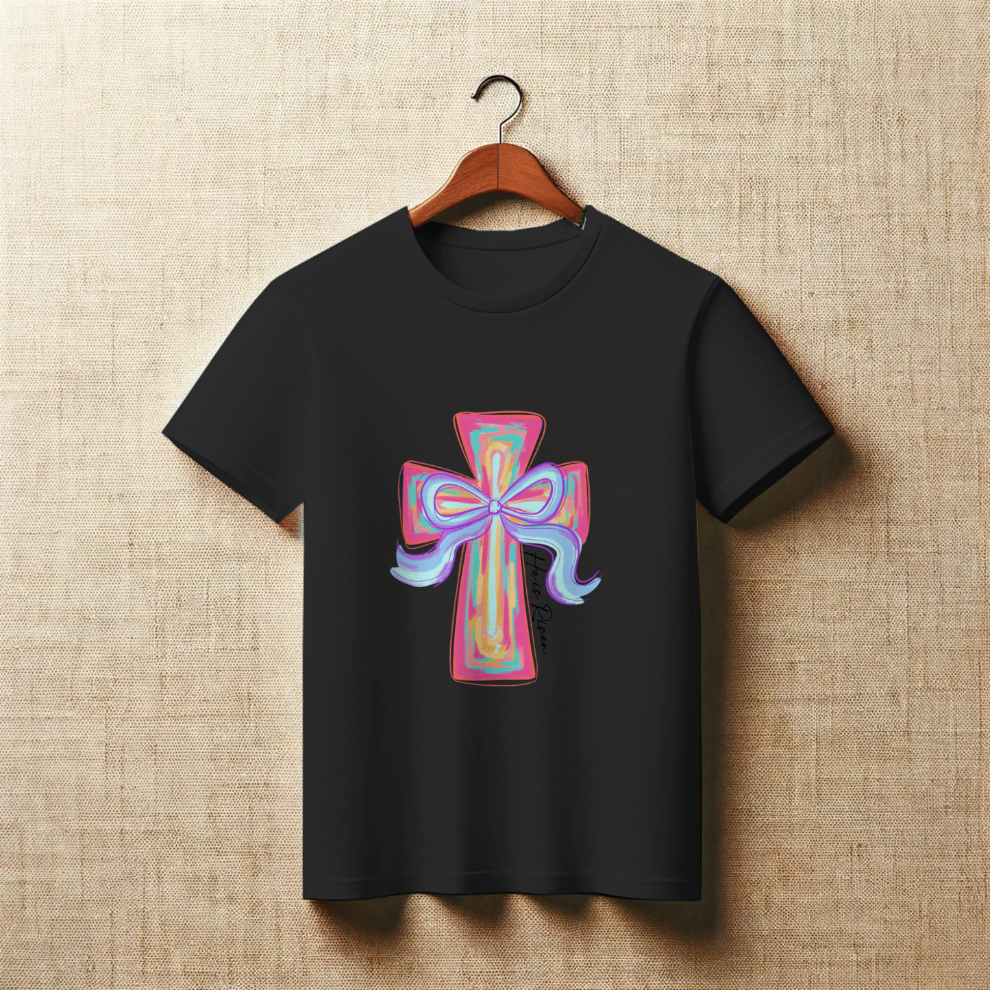 Pastel Faith Cross Bow Graphic Christian Easter Apparel