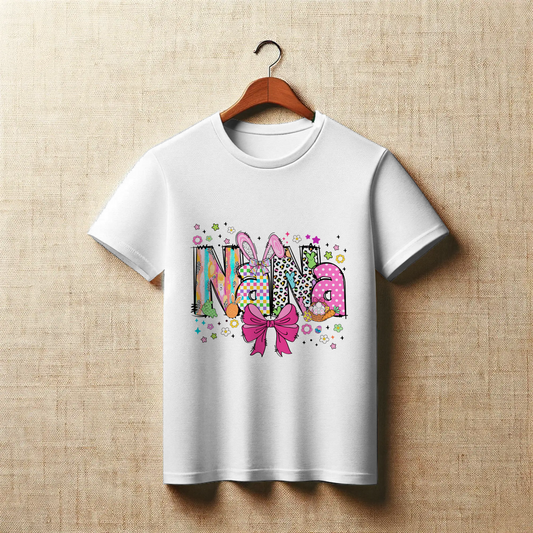 Coquette Easter NANA Patchwork Bow Graphic Apparel