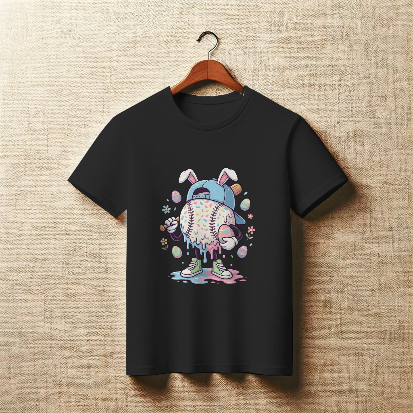 Drippy Bunny Baseball Graphic Funny Easter Apparel