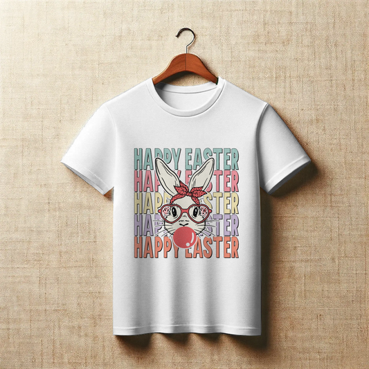 Vintage Happy Easter Bunny Bubblegum Graphic Apparel
