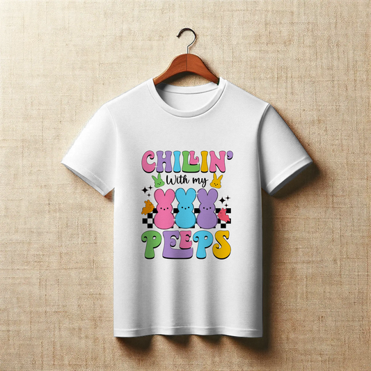 Chillin’ With My Peeps Retro Easter Graphic Apparel