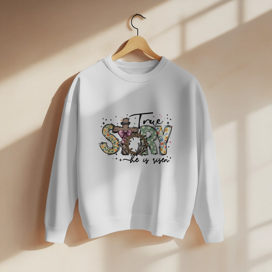 True Story He Is Risen Cross Graphic Christian Easter Apparel