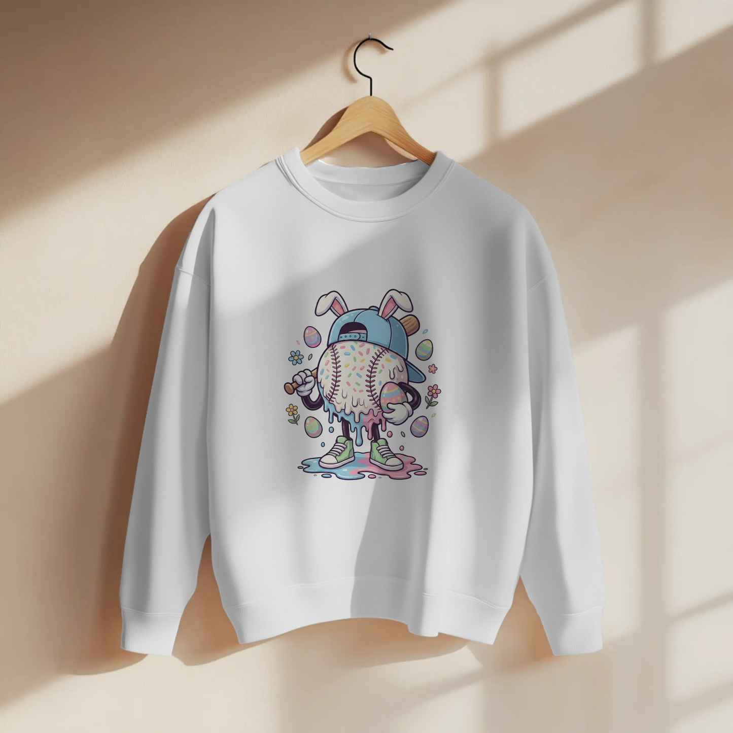 Drippy Bunny Baseball Graphic Funny Easter Apparel