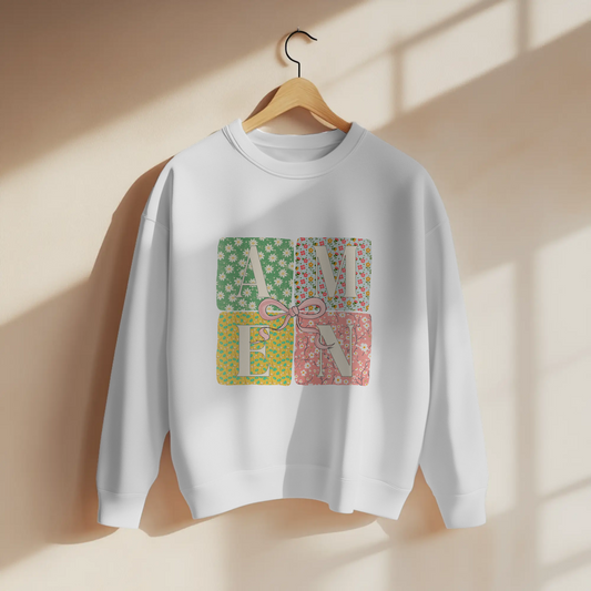Floral Patchwork AMEN Graphic Christian Easter Apparel