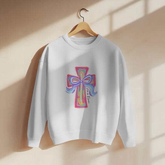 Pastel Faith Cross Bow Graphic Christian Easter Apparel