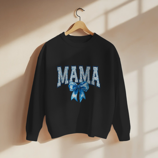 Blue Coquette MAMA Bow Graphic Apparel