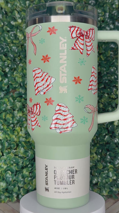 Christmas Tree Cake UV DTF Tumbler - Stanley Quencher 30/40oz