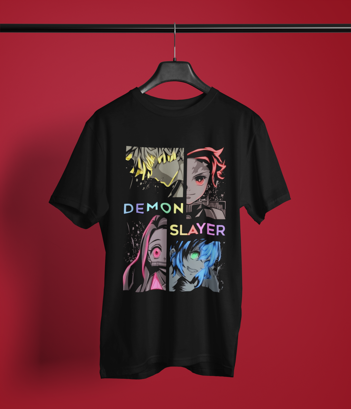 Demon Slayer Shirt, Tanjiro Nezuko Zenitsu Inosuke Tee, Kimetsu no Yaiba Shirt, Minimal Anime Shirt, Neon Anime Tee, Demon Slayer Aesthetic Shirt, Anime Gift