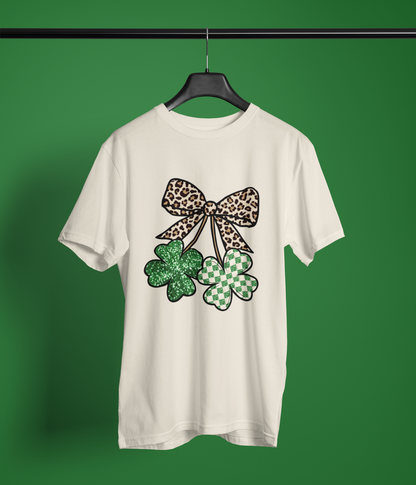 Leopard Bow Shamrock Graphic Apparel