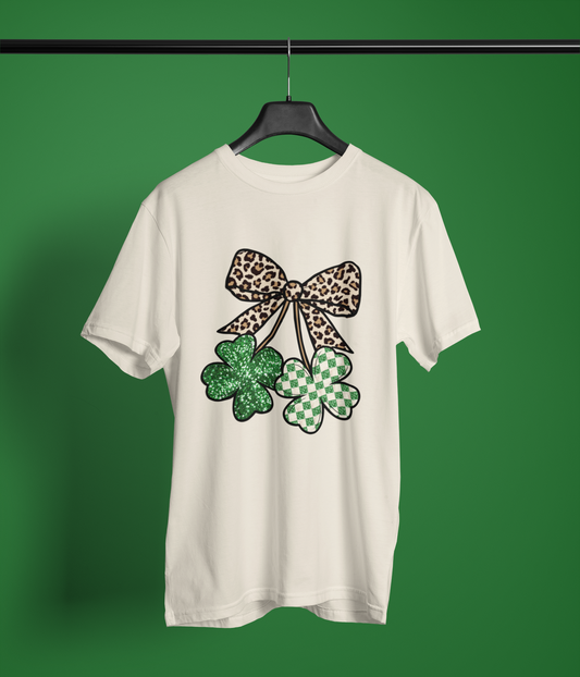 Leopard Bow Shamrock Graphic Apparel